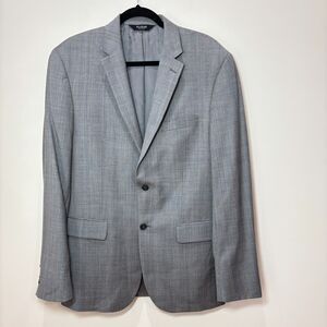 Jos A Bank 100% Wool Gray Plaid Blazer 41L Sport Coat Country Club Old Money